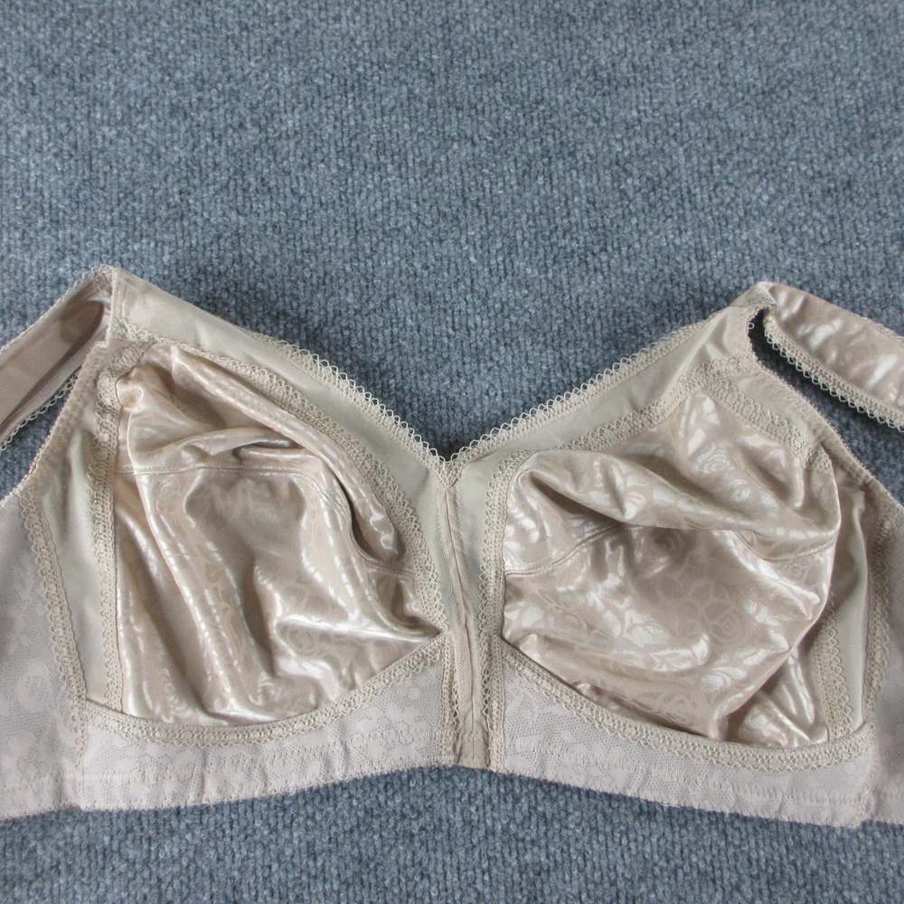 Playtex Minimizer Bra Womens 42D Beige Floral Satin Full Coverage Wireless
